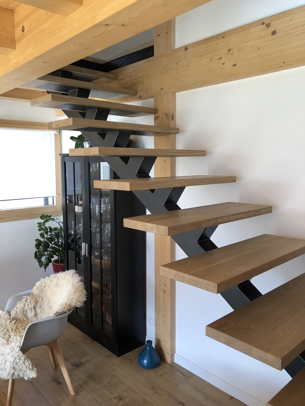 Escalier acier bois sur mesure Aravis